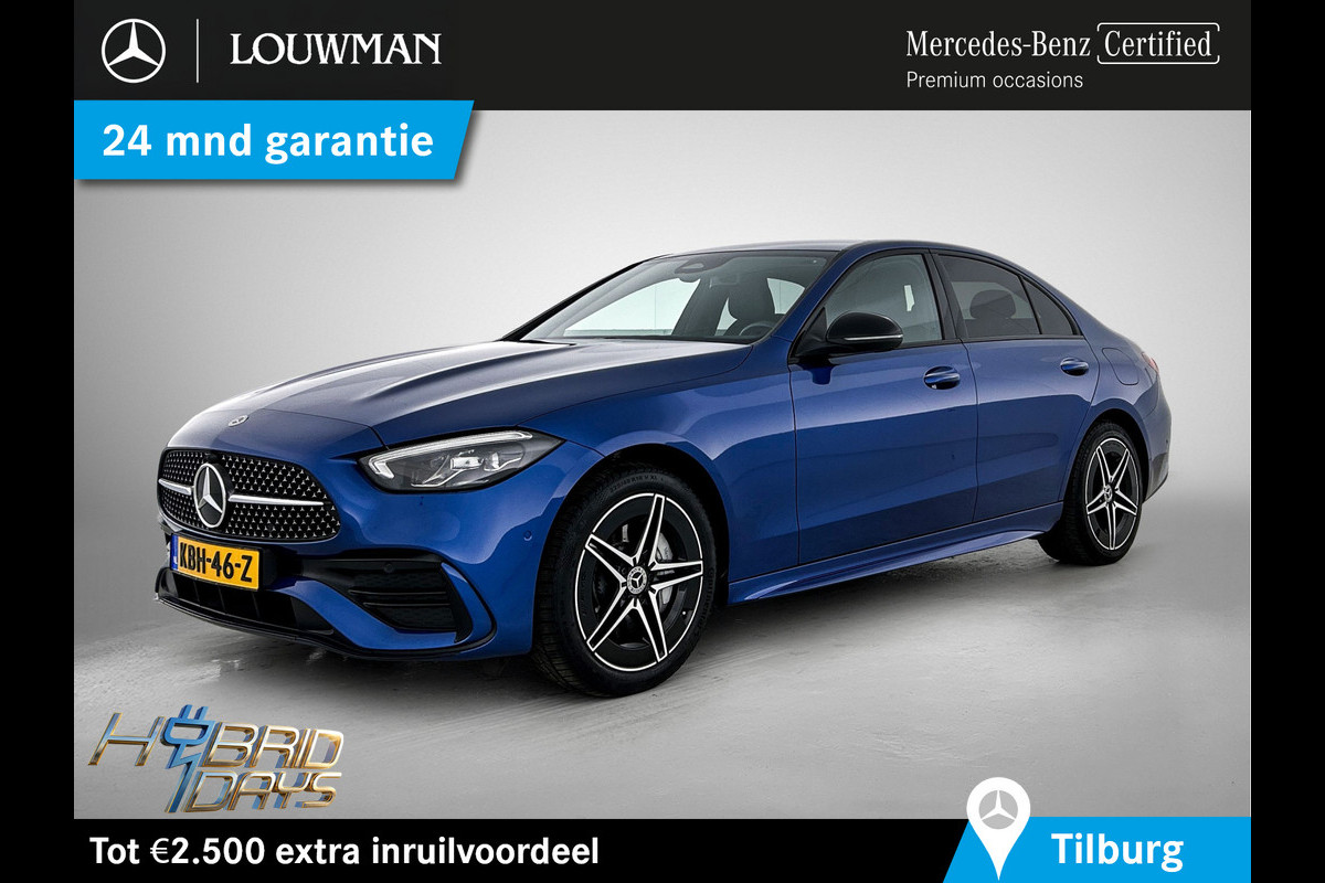 Mercedes-Benz C-Klasse 300 e AMG Plug-In Hybride Trekhaak | AMG LIne | Night Pakket | Memory Voorstoelen | Ledkoplampen | Inclusief 24 maanden Mercedes-Benz Certified garantie voor Europa.