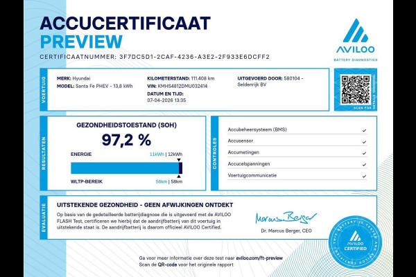 Hyundai Santa Fe 1.6 T-GDI PHEV Premium 7 Persoons | SOH 97,2% | Stoelventilatie | Trekhaak | Head-Up | Leder | Achterbankverwarming | 360 Camera | Carplay | Keyless | Adaptive cruise | Navigatie | Plug In
