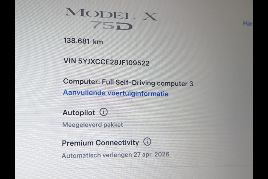 Tesla Model X 75D Base, NAP, MCU 2, CCS 2, Trekhaak, Carbon