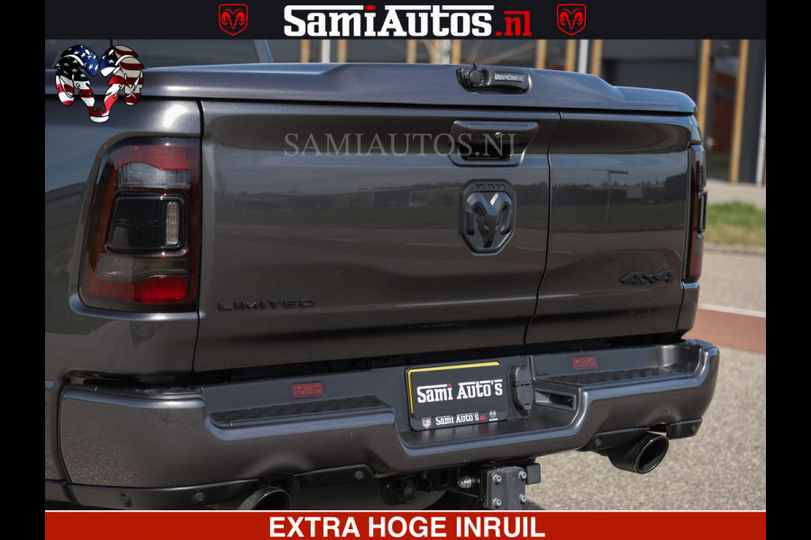 Dodge Ram LIMITED | 5.7 V8 HEMI 402PK | TUFF WIELEN | MEEST VOLLE LIMITED | PRACHTIGE KLEUR GRANITE CRYSTAL PEARL | CREW CAB | DUBBELE CABINE DC 5 PERSOONS | CREW CAB 5 PERSOONS | DUBBELE CABINE DC | MEEST ROYALE EN COMFORTABELE BEDRIJFSAUTO | HEAD-UP | LUCHTVERING | RONDOM CAMERA | MWK KLEP | PANORAMA DAK |