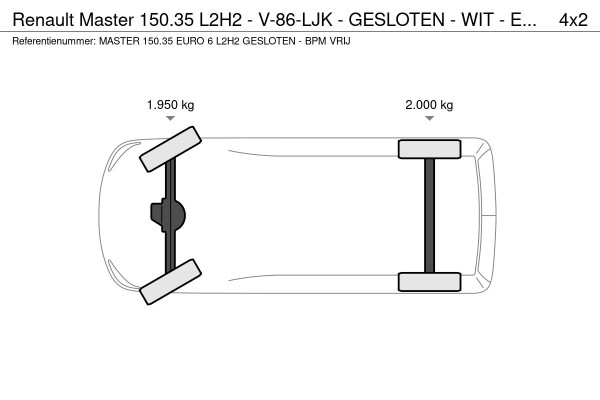 Renault Master 150.35 L2H2 - V-86-LJK - GESLOTEN - WIT - EURO 6 - BPM VRIJ!
