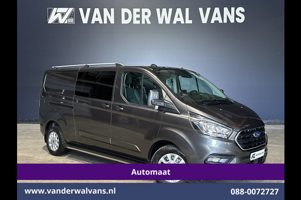 Ford Transit Custom 2.0 TDCI 131pk Automaat L2H1 Dubbele Cabine Euro6 Airco | 2x zijdeur | 5-Zits | Camera | Apple Carplay | LED Android Auto, Cruisecontrol, Trekhaak, Parkeersensoren, LM velgen, Leder, Stoelverwarming, Verwarmde voorruit, Sidebars, Dakdragers, Elektrisch verstelbare bestuurdersstoel
