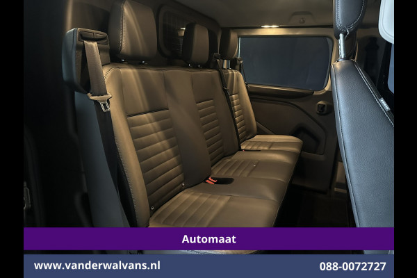 Ford Transit Custom 2.0 TDCI 131pk Automaat L2H1 Dubbele Cabine Euro6 Airco | 2x zijdeur | 5-Zits | Camera | Apple Carplay | LED Android Auto, Cruisecontrol, Trekhaak, Parkeersensoren, LM velgen, Leder, Stoelverwarming, Verwarmde voorruit, Sidebars, Dakdragers, Elektrisch verstelbare bestuurdersstoel