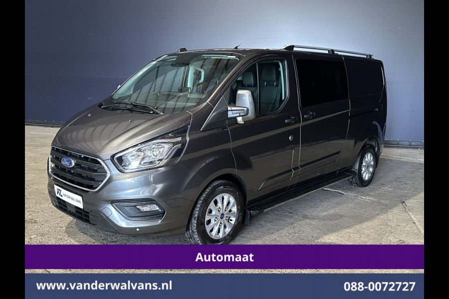 Ford Transit Custom 2.0 TDCI 131pk Automaat L2H1 Dubbele Cabine Euro6 Airco | 2x zijdeur | 5-Zits | Camera | Apple Carplay | LED Android Auto, Cruisecontrol, Trekhaak, Parkeersensoren, LM velgen, Leder, Stoelverwarming, Verwarmde voorruit, Sidebars, Dakdragers, Elektrisch verstelbare bestuurdersstoel
