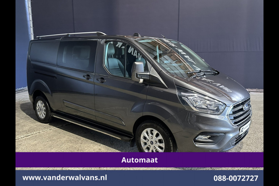 Ford Transit Custom 2.0 TDCI 131pk Automaat L2H1 Dubbele Cabine Euro6 Airco | 2x zijdeur | 5-Zits | Camera | Apple Carplay | LED Android Auto, Cruisecontrol, Trekhaak, Parkeersensoren, LM velgen, Leder, Stoelverwarming, Verwarmde voorruit, Sidebars, Dakdragers, Elektrisch verstelbare bestuurdersstoel