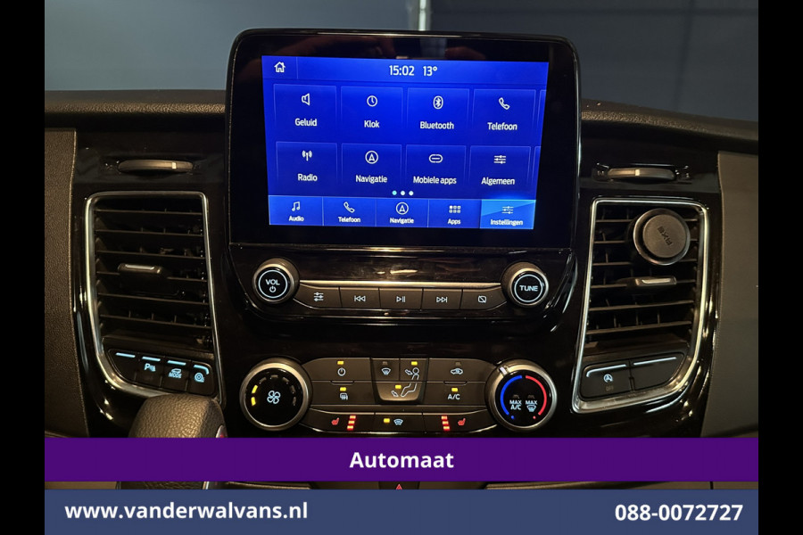 Ford Transit Custom 2.0 TDCI 131pk Automaat L2H1 Dubbele Cabine Euro6 Airco | 2x zijdeur | 5-Zits | Camera | Apple Carplay | LED Android Auto, Cruisecontrol, Trekhaak, Parkeersensoren, LM velgen, Leder, Stoelverwarming, Verwarmde voorruit, Sidebars, Dakdragers, Elektrisch verstelbare bestuurdersstoel