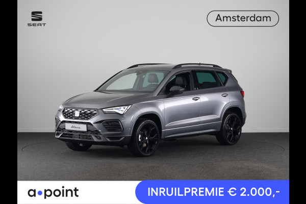 Seat Ateca 1.5 TSI FR Business Intense | Elektr. Panoramisch kanteldak| Velgen 'Exclusive Glossy Black', 19 inch | Kuipstoelen, Dinamica Aurora Blue (suede look) | Verwambare voorstoelen + Stuurwiel | Draadloze Carplay
