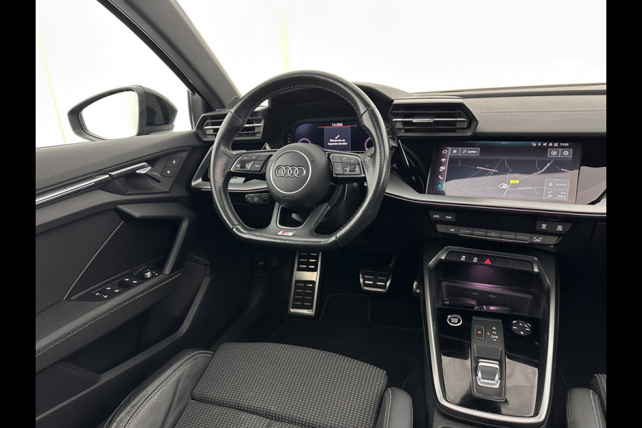 Audi A3 Limousine 30 TFSI S-Line Edition (INCL-BTW) Aut. *PANO | LEATHER-FABRIC | FULL-LED | AMBIENTLIGHT | SPORTSEATS | DIGI-COCKPIT | NAVI-FULLMAP | PRIVACYGLASS | SHIFTPADDLES | DAB+ | CRUISE | KEYLESS | PDC | 18"ALU*