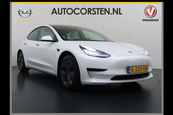 Tesla Model 3 SR+ 325PK AutoPilot Ivory-Leder Pano-Dak Adaptive Cruise Lmv 18" Camera's Elektr.-Stuur+Stoelen+Spiegels+Geheugen+Easy-Entry+Ver Ecc Navi Led DAB Voorverwarmen interieur via App Keyless One-Pedal-Drive 1e Eigenaar Origineel Nederlandse Auto 1.584kg