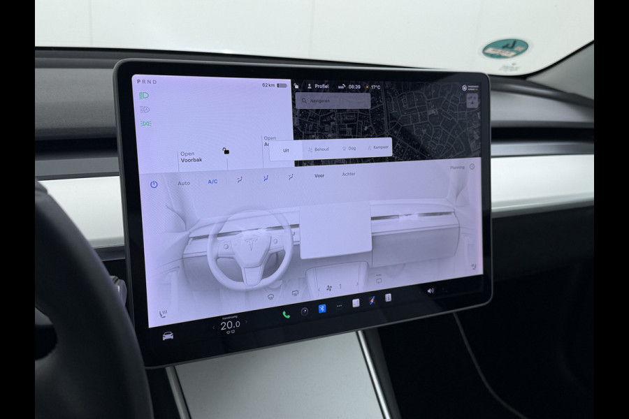 Tesla Model 3 SR+ 325PK AutoPilot Ivory-Leder Pano-Dak Adaptive Cruise Lmv 18" Camera's Elektr.-Stuur+Stoelen+Spiegels+Geheugen+Easy-Entry+Ver Ecc Navi Led DAB Voorverwarmen interieur via App Keyless One-Pedal-Drive 1e Eigenaar Origineel Nederlandse Auto 1.584kg