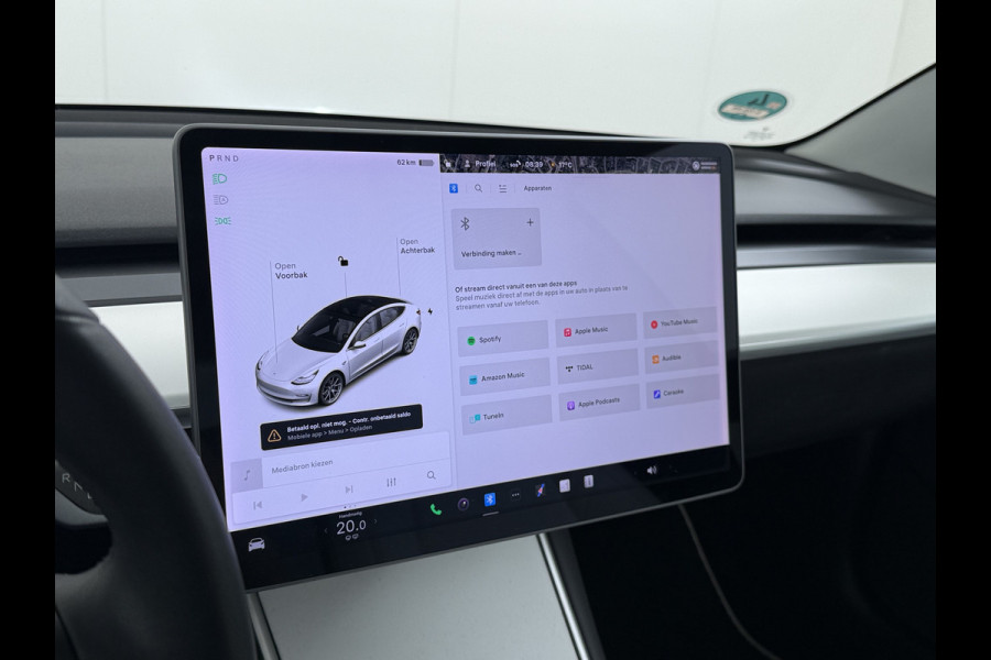 Tesla Model 3 SR+ 325PK AutoPilot Ivory-Leder Pano-Dak Adaptive Cruise Lmv 18" Camera's Elektr.-Stuur+Stoelen+Spiegels+Geheugen+Easy-Entry+Ver Ecc Navi Led DAB Voorverwarmen interieur via App Keyless One-Pedal-Drive 1e Eigenaar Origineel Nederlandse Auto 1.584kg