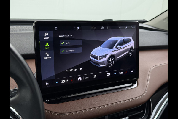 Škoda ENYAQ iV 80 Leer Pano-Dak/SchuifDak SOH 93% Trekhaak Camera Navi Ecc Apple Carplay Android Auto Pdc Cruise Control Privacy Glas Led DAB Stuur+Stoel+a-Bankverwarmd Elek.Achterklep Lane Assist Keyless Luxus 1e Eigenaar Origineel Nederlandse Auto Dealeronderhouden 1.000kg Trekvermogen