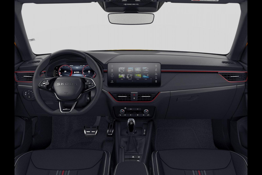 Škoda Kamiq Monte Carlo 1.0 TSI 115 pk 7 versn. DSG | 115 pk 7 vers. DSG | Wegklapbare Trekhaak | Navigatie Pakket | Travel Assist Plus | Winter Pakket | 18 inch Lichtmetalen Velgen Ursa Monte Carlo, Zwart