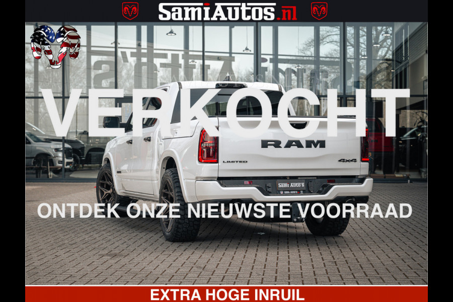 Dodge Ram LIMITED H.O 540PK 706Nm | Massage + Full Option | De Meest Luxe en Volle Pick-Up in zijn Klasse | Comfortabele Dubbele Cabine met Royale 5 Zitplaatsen | BPM vrij | Nu Leverbaar uit Voorraad | Voorraad Nr 2298 - 7479