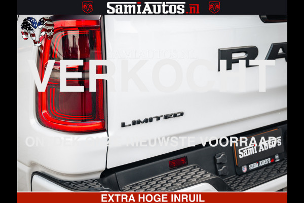Dodge Ram LIMITED H.O 540PK 706Nm | Massage + Full Option | De Meest Luxe en Volle Pick-Up in zijn Klasse | Comfortabele Dubbele Cabine met Royale 5 Zitplaatsen | BPM vrij | Nu Leverbaar uit Voorraad | Voorraad Nr 2298 - 7479