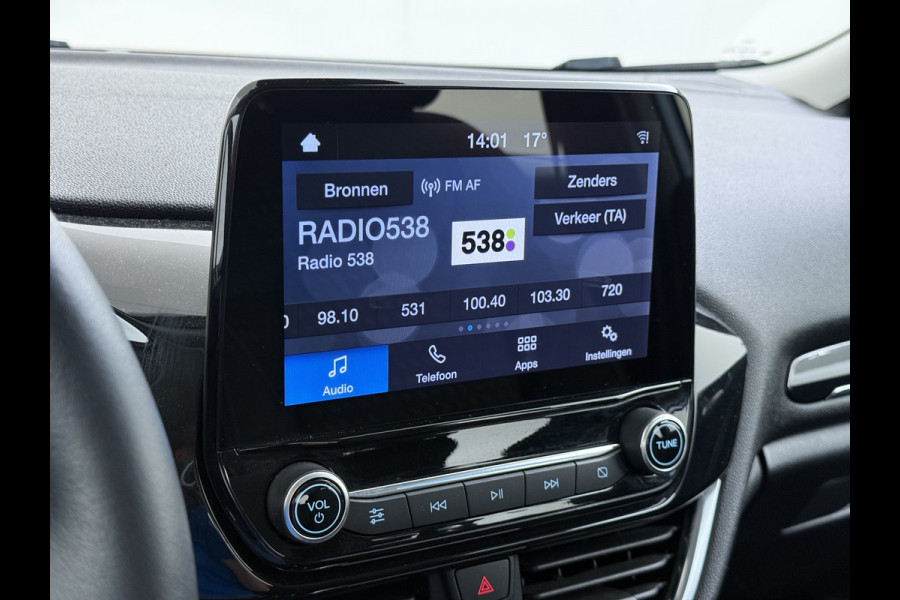Ford Fiesta 1.0T 126PK Titanium Apple Carplay Android Navi LM Airco Cruise Control Stoelverwarming Apps Voorruitverwarming Wifi Mistlampen Chroompack TCS Led Lmv Lane Assist Isofix TCS EAB Hill-Start-Assist Ford-Pass-Connect LED