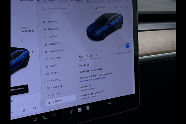 Tesla Model 3 SR+ 325PK LFP-Accu (dus altijd 100% laden) AutoPilot Leer Pano-Dak Adaptive Cruise Lmv 18" Camera's Elektr.-Stuur+Stoelen+Spiege Ecc Navi Led DAB Voorverwarmen interieur via App Keyless One-Pedal-Drive 1e Eigenaar Origineel Nederlandse Auto LFP accu dus 100% opladen!