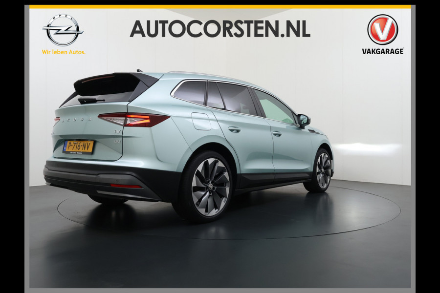 Škoda ENYAQ iV 80 Sport Panorama-Schuifdak Soh 93% Memory Trekhaak Adap.Cruise 360°Camera Navi Ecc Apple Carplay Android Auto Pdc Lmv 21" Privacy Glas Led DAB Stuur+Stoel+A.Bankverwarming Lane Assist Keyless 1.000kg Trekvermogen 1e Eigenaar Origineel Nederlandse Auto Dealeronderhouden Nieuwprijs €59.457,-