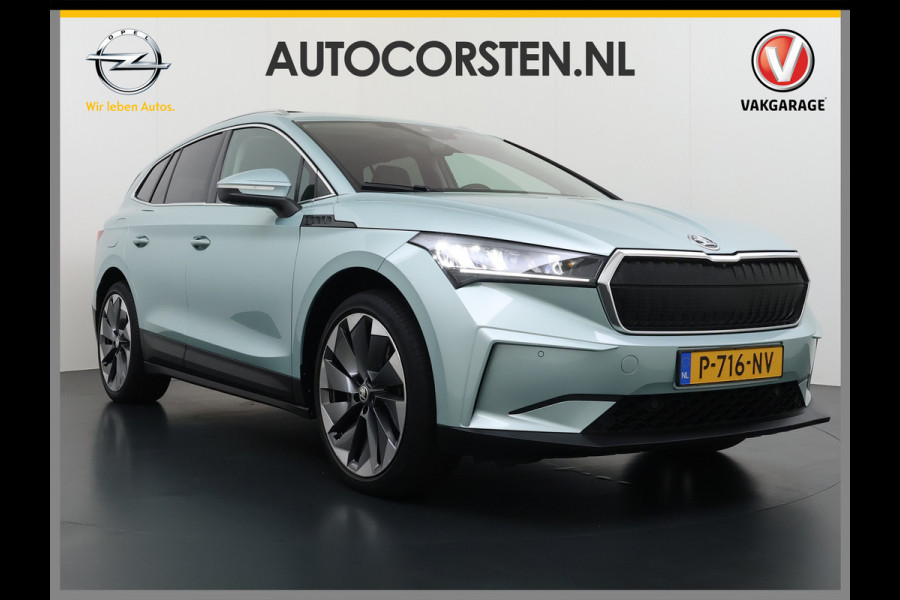 Škoda ENYAQ iV 80 Sport Panorama-Schuifdak Soh 93% Memory Trekhaak Adap.Cruise 360°Camera Navi Ecc Apple Carplay Android Auto Pdc Lmv 21" Privacy Glas Led DAB Stuur+Stoel+A.Bankverwarming Lane Assist Keyless 1.000kg Trekvermogen 1e Eigenaar Origineel Nederlandse Auto Dealeronderhouden Nieuwprijs €59.457,-