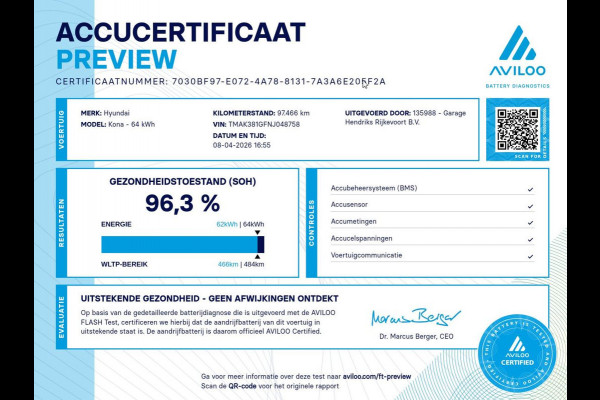 Hyundai Kona EV Fashion 64 kWh | SOH: 96,3%| Facelift | 3 Fase | Warmtepomp | Navi | HUD | Adaptive CC | Camera |