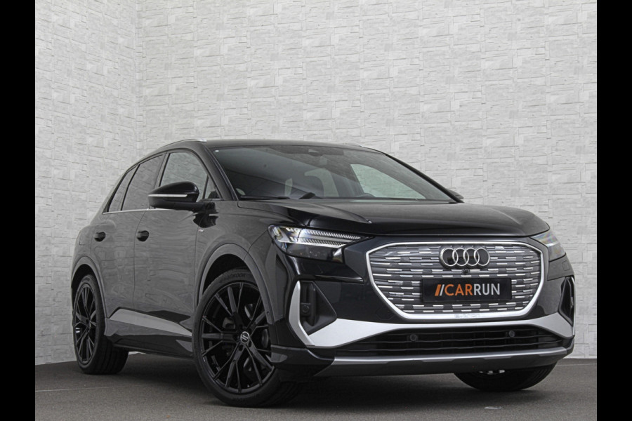 Audi Q4 e-tron 45 Quattro S-Line 77 kWh | ACC | Matrix-LED | Keyless-Entry | Standkachel | Carplay | Lane Assist | 3-Zone Clima | Stoelverwarming | Getint Glas | Autom. Parkeren | Virtual Cockpit |