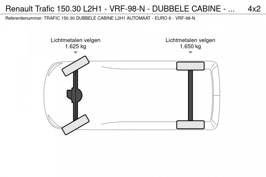 Renault Trafic 150.30 L2H1 - VRF-98-N - DUBBELE CABINE - AUTOMAAT - EURO 6