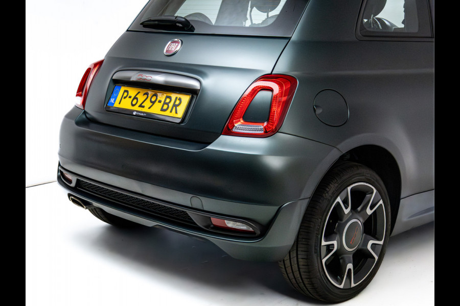 Fiat 500 1.0 Hybrid Sport Verde Portofino | 1/2 Leder/stof | Panodak | Led+ | Uconnect | Airco, Lederen MF stuurwiel, PDC achter, 16" velgen