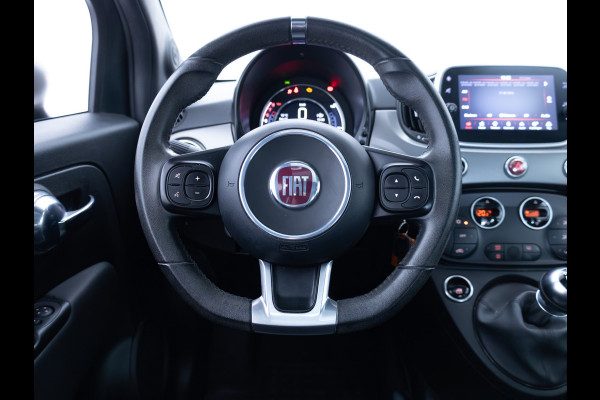 Fiat 500 1.0 Hybrid Sport Verde Portofino | 1/2 Leder/stof | Panodak | Led+ | Uconnect | Airco, Lederen MF stuurwiel, PDC achter, 16" velgen