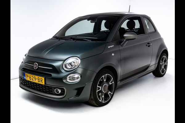 Fiat 500 1.0 Hybrid Sport Verde Portofino | 1/2 Leder/stof | Panodak | Led+ | Uconnect | Airco, Lederen MF stuurwiel, PDC achter, 16" velgen