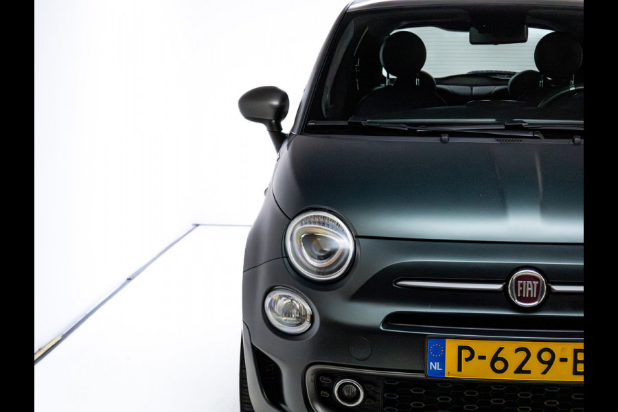 Fiat 500 1.0 Hybrid Sport Verde Portofino | 1/2 Leder/stof | Panodak | Led+ | Uconnect | Airco, Lederen MF stuurwiel, PDC achter, 16" velgen