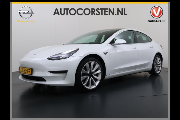 Tesla Model 3 SR+ 325PK LFP-Accu Trekhaak 19"Lmv AutoPilot Leer Pano-Dak Adaptive Cruise Lmv 18" Camera's Elektr.-Stuur+Stoelen+Spiegels+Geheu Ecc Navi Led DAB Voorverwarmen interieur via App Keyless One-Pedal-Drive Origineel Nederlandse Auto LFP accu dus 100% opladen!