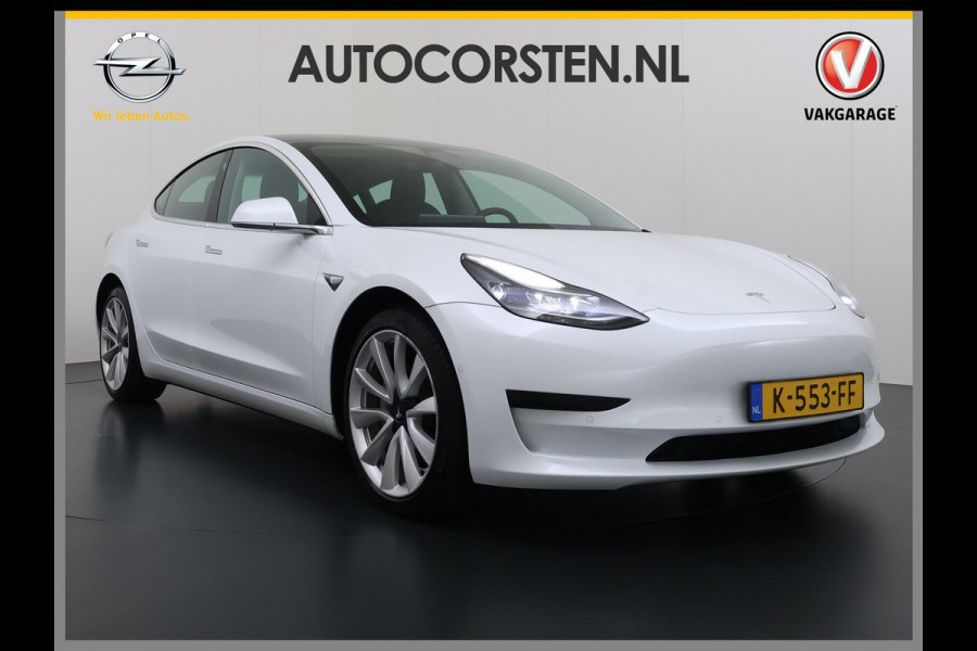 Tesla Model 3 SR+ 325PK LFP-Accu Trekhaak 19"Lmv AutoPilot Leer Pano-Dak Adaptive Cruise Lmv 18" Camera's Elektr.-Stuur+Stoelen+Spiegels+Geheu Ecc Navi Led DAB Voorverwarmen interieur via App Keyless One-Pedal-Drive Origineel Nederlandse Auto LFP accu dus 100% opladen!