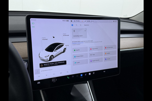 Tesla Model 3 SR+ 325PK LFP-Accu Trekhaak 19"Lmv AutoPilot Leer Pano-Dak Adaptive Cruise Lmv 18" Camera's Elektr.-Stuur+Stoelen+Spiegels+Geheu Ecc Navi Led DAB Voorverwarmen interieur via App Keyless One-Pedal-Drive Origineel Nederlandse Auto LFP accu dus 100% opladen!