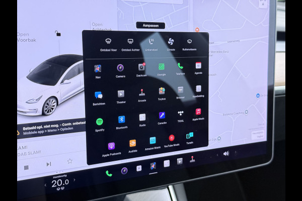 Tesla Model 3 SR+ 325PK LFP-Accu Trekhaak 19"Lmv AutoPilot Leer Pano-Dak Adaptive Cruise Lmv 18" Camera's Elektr.-Stuur+Stoelen+Spiegels+Geheu Ecc Navi Led DAB Voorverwarmen interieur via App Keyless One-Pedal-Drive Origineel Nederlandse Auto LFP accu dus 100% opladen!