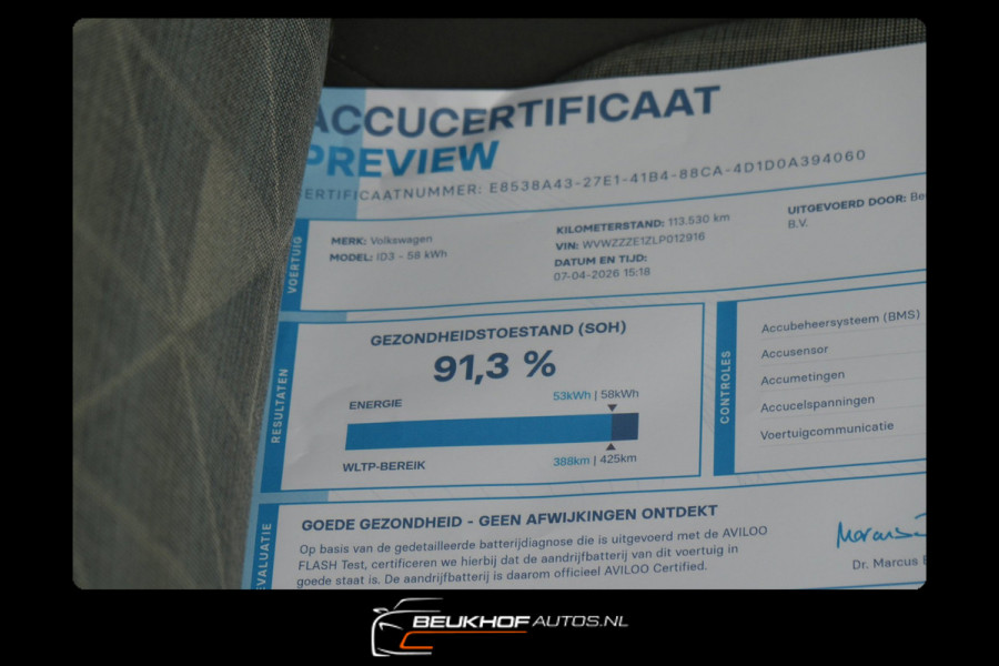 Volkswagen ID.3 First 58 kWh Carplay Nav Adapt Cru Soh 92.3%