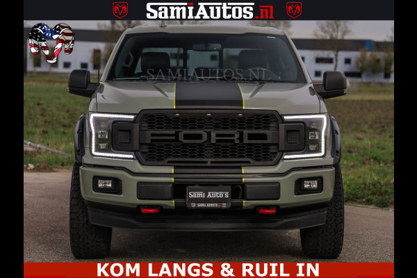 Ford USA F-150 5.0 V8 4X4 | MAT OLIVE GREEN | BIJTELLING VRIJ | ZEER DIK | CAMERA | 3500KG | PANORAMA | LEDER | GO RHINO ROLLBAR | CRUISE CONTROL | PRINS LPG | BAKFLIP COVER | Deze pick-up is leverbaar met zowel een groot rijbewijs (C) als een klein rijbewijs (B). Laat ons weten wat jouw voorkeur is.