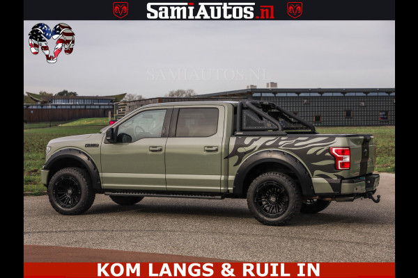 Ford USA F-150 5.0 V8 4X4 | MAT OLIVE GREEN | BIJTELLING VRIJ | ZEER DIK | CAMERA | 3500KG | PANORAMA | LEDER | GO RHINO ROLLBAR | CRUISE CONTROL | PRINS LPG | BAKFLIP COVER | Deze pick-up is leverbaar met zowel een groot rijbewijs (C) als een klein rijbewijs (B). Laat ons weten wat jouw voorkeur is.