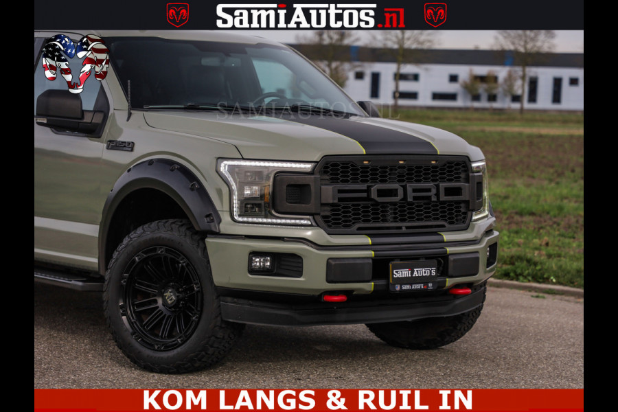 Ford USA F-150 5.0 V8 4X4 | MAT OLIVE GREEN | BIJTELLING VRIJ | ZEER DIK | CAMERA | 3500KG | PANORAMA | LEDER | GO RHINO ROLLBAR | CRUISE CONTROL | PRINS LPG | BAKFLIP COVER | Deze pick-up is leverbaar met zowel een groot rijbewijs (C) als een klein rijbewijs (B). Laat ons weten wat jouw voorkeur is.