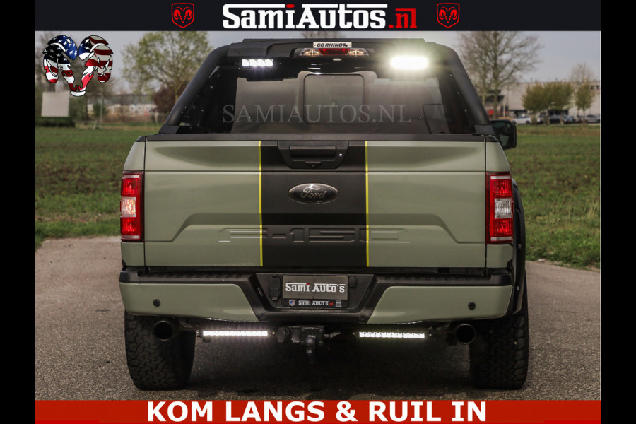 Ford USA F-150 5.0 V8 4X4 | MAT OLIVE GREEN | BIJTELLING VRIJ | ZEER DIK | CAMERA | 3500KG | PANORAMA | LEDER | GO RHINO ROLLBAR | CRUISE CONTROL | PRINS LPG | BAKFLIP COVER | Deze pick-up is leverbaar met zowel een groot rijbewijs (C) als een klein rijbewijs (B). Laat ons weten wat jouw voorkeur is.