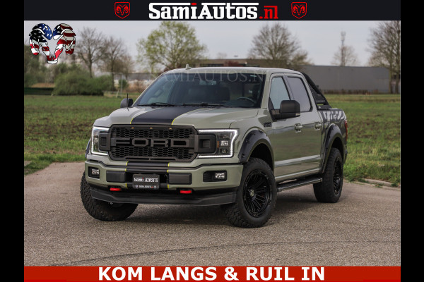 Ford USA F-150 5.0 V8 4X4 | MAT OLIVE GREEN | BIJTELLING VRIJ | ZEER DIK | CAMERA | 3500KG | PANORAMA | LEDER | GO RHINO ROLLBAR | CRUISE CONTROL | PRINS LPG | BAKFLIP COVER | Deze pick-up is leverbaar met zowel een groot rijbewijs (C) als een klein rijbewijs (B). Laat ons weten wat jouw voorkeur is.