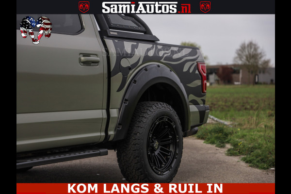 Ford USA F-150 5.0 V8 4X4 | MAT OLIVE GREEN | BIJTELLING VRIJ | ZEER DIK | CAMERA | 3500KG | PANORAMA | LEDER | GO RHINO ROLLBAR | CRUISE CONTROL | PRINS LPG | BAKFLIP COVER | Deze pick-up is leverbaar met zowel een groot rijbewijs (C) als een klein rijbewijs (B). Laat ons weten wat jouw voorkeur is.