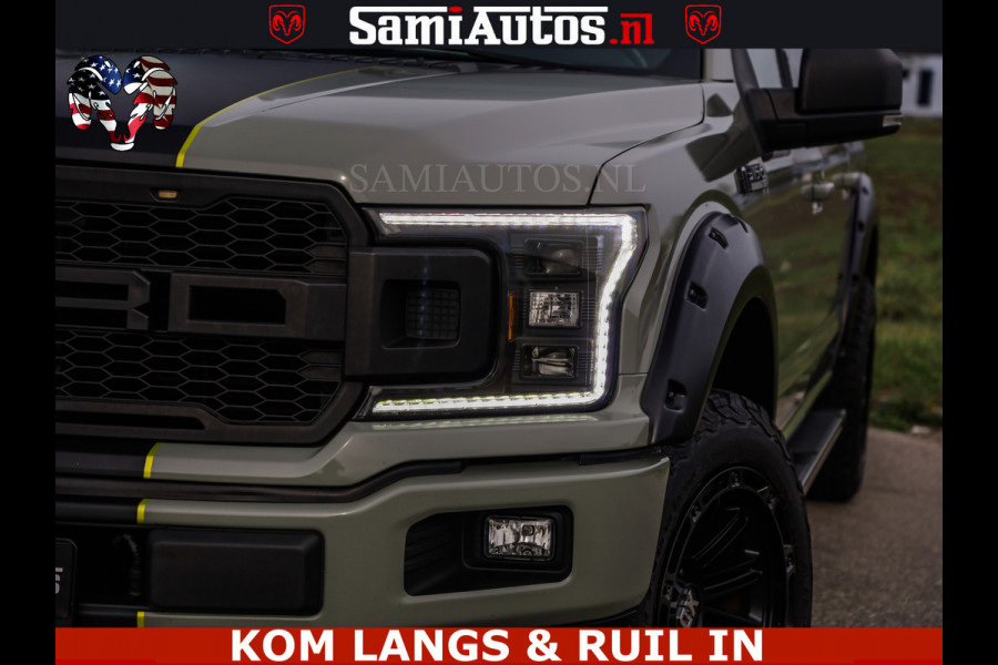 Ford USA F-150 5.0 V8 4X4 | MAT OLIVE GREEN | BIJTELLING VRIJ | ZEER DIK | CAMERA | 3500KG | PANORAMA | LEDER | GO RHINO ROLLBAR | CRUISE CONTROL | PRINS LPG | BAKFLIP COVER | Deze pick-up is leverbaar met zowel een groot rijbewijs (C) als een klein rijbewijs (B). Laat ons weten wat jouw voorkeur is.