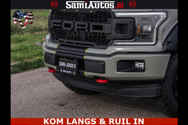 Ford USA F-150 5.0 V8 4X4 | MAT OLIVE GREEN | BIJTELLING VRIJ | ZEER DIK | CAMERA | 3500KG | PANORAMA | LEDER | GO RHINO ROLLBAR | CRUISE CONTROL | PRINS LPG | BAKFLIP COVER | Deze pick-up is leverbaar met zowel een groot rijbewijs (C) als een klein rijbewijs (B). Laat ons weten wat jouw voorkeur is.