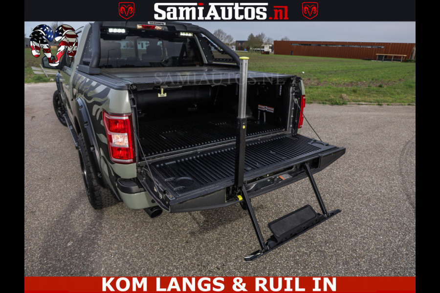 Ford USA F-150 5.0 V8 4X4 | MAT OLIVE GREEN | BIJTELLING VRIJ | ZEER DIK | CAMERA | 3500KG | PANORAMA | LEDER | GO RHINO ROLLBAR | CRUISE CONTROL | PRINS LPG | BAKFLIP COVER | Deze pick-up is leverbaar met zowel een groot rijbewijs (C) als een klein rijbewijs (B). Laat ons weten wat jouw voorkeur is.