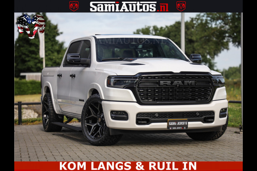 Dodge Ram 1500 Limited Night High Output 540HP 706Nm | Massage + Full Option | De Meest Luxe en Volle Pick-Up in zijn Klasse | Comfortabele Dubbele Cabine met Royale 5 Zitplaatsen | BPM vrij | Nu Leverbaar uit Voorraad | Voorraad Nr 2351 - 7478