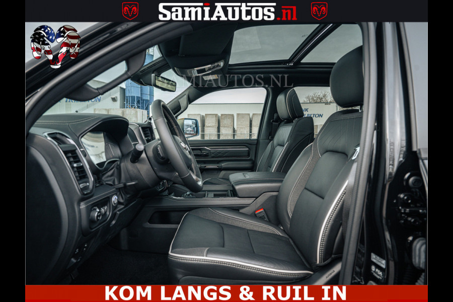 Dodge Ram LIMITED NIGHT H.O 540HP 706Nm | Massage + Full Option | De Meest Luxe en Volle Pick-Up in zijn Klasse | Comfortabele Dubbele Cabine met Royale 5 Zitplaatsen | BPM vrij | Nu Leverbaar uit Voorraad | Voorraad Nr 2370 - 5411