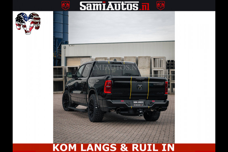 Dodge Ram LIMITED NIGHT H.O 540HP 706Nm | Massage + Full Option | De Meest Luxe en Volle Pick-Up in zijn Klasse | Comfortabele Dubbele Cabine met Royale 5 Zitplaatsen | BPM vrij | Nu Leverbaar uit Voorraad | Voorraad Nr 2370 - 5411