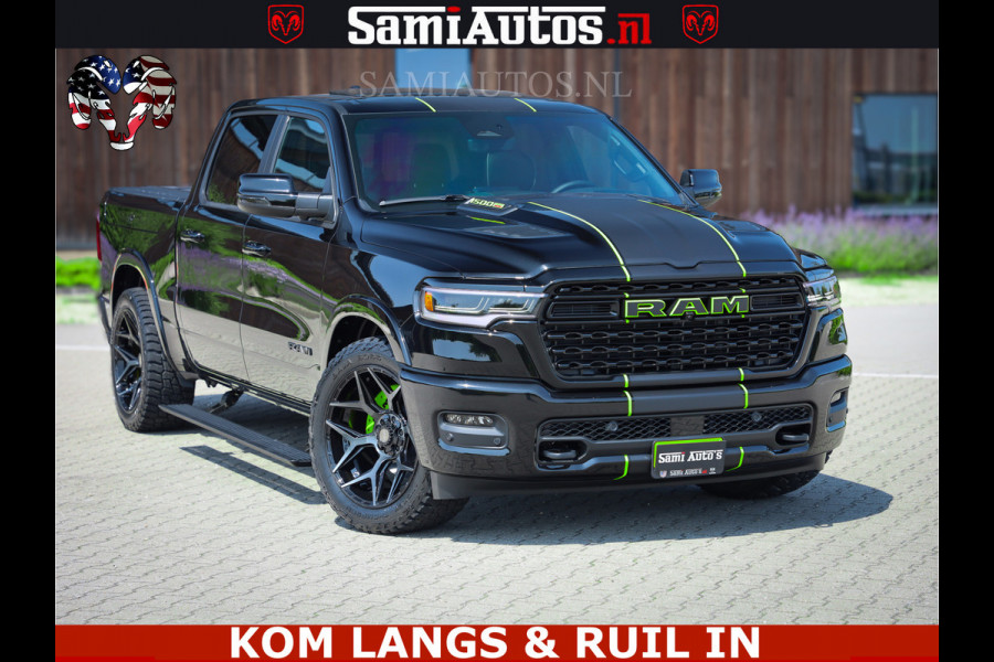 Dodge Ram Limited Night High Output 540HP 706Nm | Massage + Full Option | De Meest Luxe en Volle Pick-Up in zijn Klasse | Comfortabele Dubbele Cabine met Royale 5 Zitplaatsen | BPM vrij | Nu Leverbaar uit Voorraad | Voorraad Nr 2300 - 7689