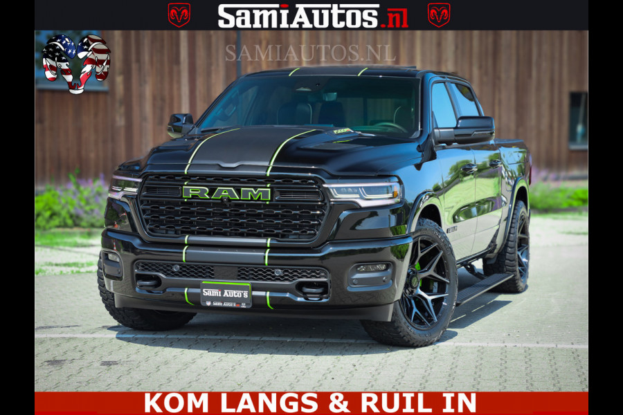 Dodge Ram Limited Night High Output 540HP 706Nm | Massage + Full Option | De Meest Luxe en Volle Pick-Up in zijn Klasse | Comfortabele Dubbele Cabine met Royale 5 Zitplaatsen | BPM vrij | Nu Leverbaar uit Voorraad | Voorraad Nr 2300 - 7689