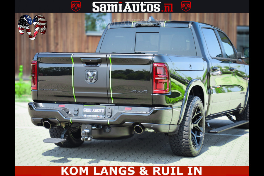 Dodge Ram Limited Night High Output 540HP 706Nm | Massage + Full Option | De Meest Luxe en Volle Pick-Up in zijn Klasse | Comfortabele Dubbele Cabine met Royale 5 Zitplaatsen | BPM vrij | Nu Leverbaar uit Voorraad | Voorraad Nr 2300 - 7689